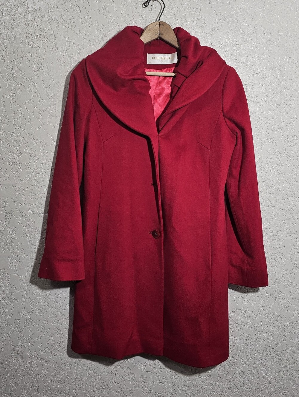Vintage Fleurette 100% Lambswool Red Coat